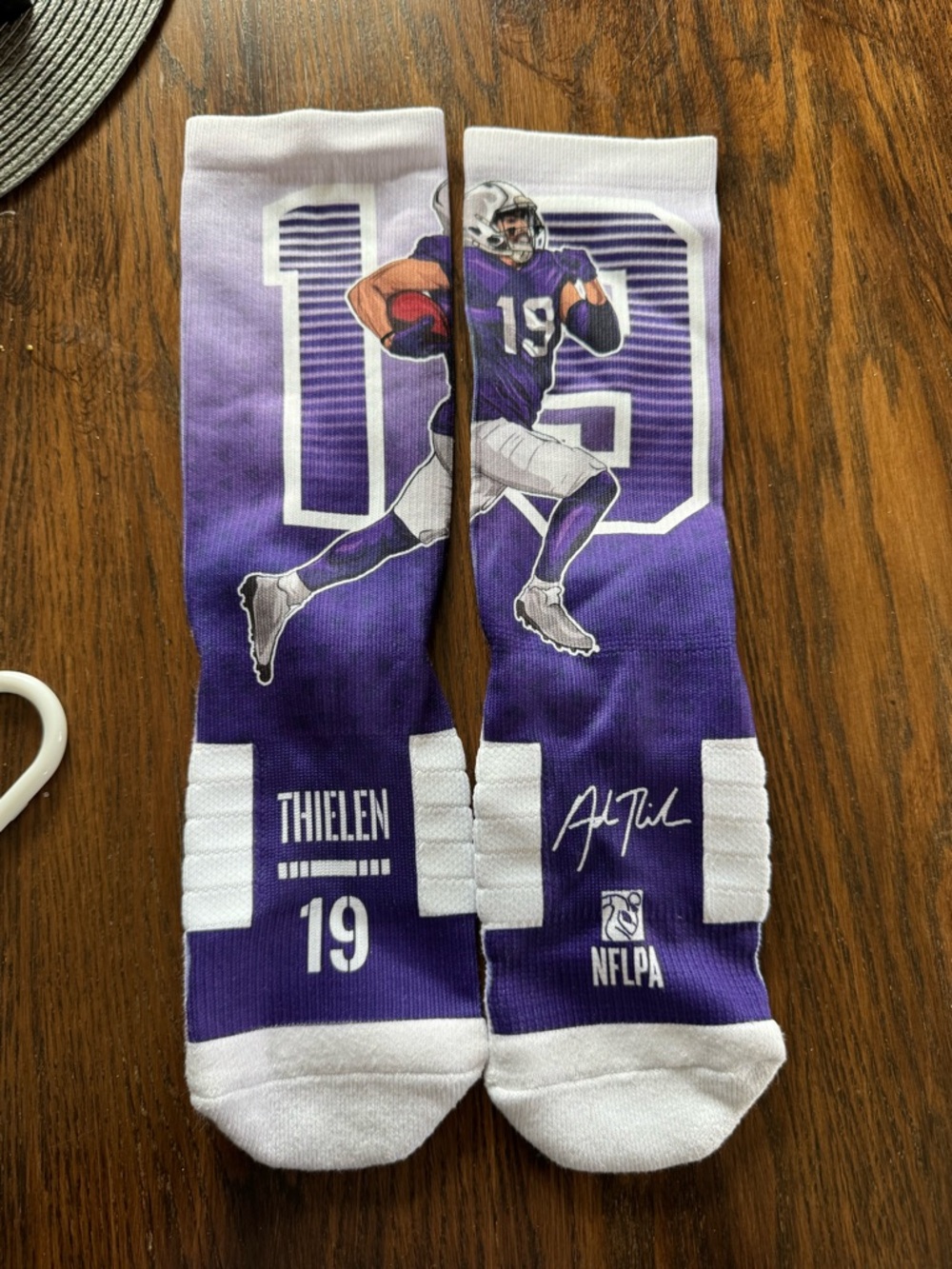 NFL Purple and White #19 Thielen Crew Socks